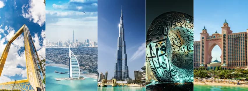 Burj Khalifa, the Museum of the Future and Atlantis The Palm in a Dubai city tour montage